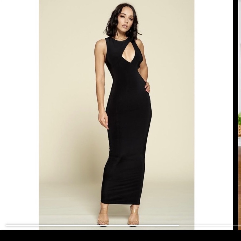 Black Cut Out Midi Dress